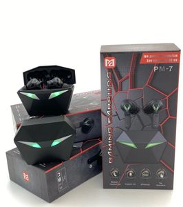 PM7 TWS Gaming Earphones Trådlös Bluetooth 5.1 Hörlurar Stöd Siri 50ms Low Latency Headset In-Ear Earpuds med mikrofon