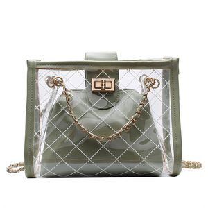 Kosmetische Tasche Designer Umhängetaschen Frauen Transparente Diamant Gitter Composite Messenger Bag Lady Luxus Kombination Crossbody Handtasche Schloss HBP