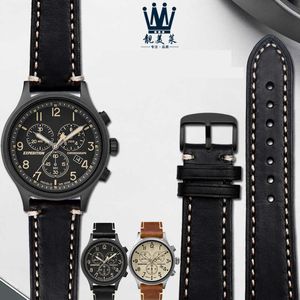 Echtes Leder-Uhrenarmband für Timex Tw4b09100 / 9200 / T49963 Serie Armband Herren Schwarz Braun Armband 20 mm 21 mm H0915