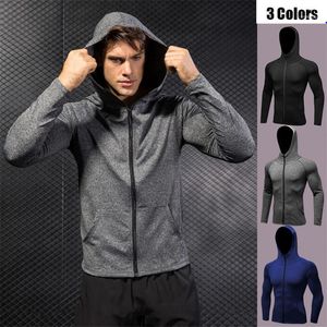 Giacche da corsa Giacca sportiva Allenamento fitness Zip a maniche lunghe Felpa con cappuccio casual Cappotto ad asciugatura rapida per uomo Abbigliamento sportivo Abbigliamento da palestra