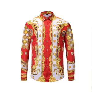 Autumn Long-sleeve Brand Boutique men's shirt Korean Version slim Fashion printing shirt young men's Comfortable Non-iron shirt 210708