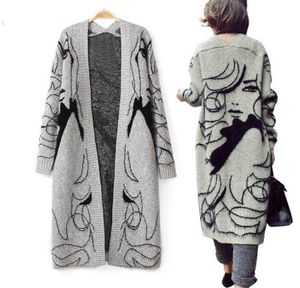 2021 Bahar Yeni Kadın Sweaters Soyut Bat Sleeve Basit Orta ve Uzun Süveter Hırka Palto Toptan