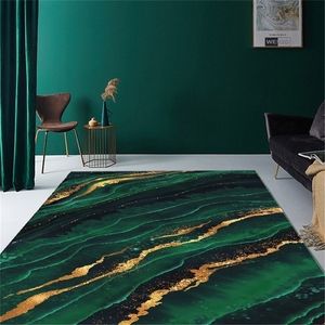 Modern Luxury Green Living Room Rug Decoration Emerald Carpet Abstrakt Big Floor Mat Tvättbar Sovrum Anti-Slip Anpassa 220301