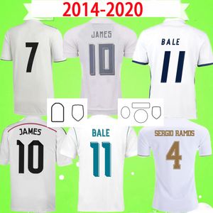 マドリードレトロサッカージャージレアル2014 年Zidaneベンズマビンテージフットボールシャツクラシック14 ジェームズPepe Sergio Ramos Bale