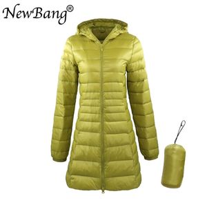 携帯用収納袋の女性の超軽いジャケットの女性のオーバーコートの腰の長さ211008が付いているBang 8xlの女性の長い暖かいコート