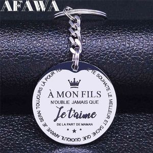 A MON FILS Stainless Steel Key Chain TO MY SON Silver Color Key Chains Jewelry llaveros para hombre K3299S01 H1126