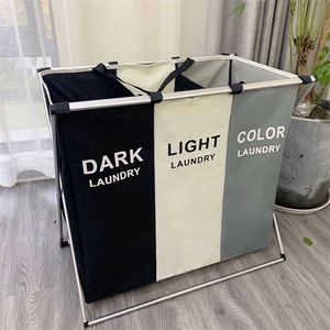 1/2/3 Girds Laundry Basket Oxford Cloth Foldable Dirty Clothes Storage Organizer Laundry Hamper Home Sundries Folding Basket 211112