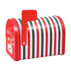 クリスマスの装飾メールボックス形のギフトの収納箱の赤い鉄の錫の装飾サンタクロース雪だるま クッキーキャンディーとgのためのコンテナ