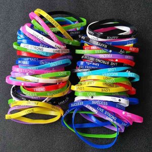 40 teile/los Groß Ganze Mode Mehrfarbige Silikon Armband Für Frauen Gummi Armband Mix Stil Liebe Freund Elastische Armreif