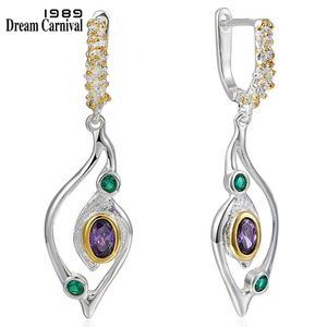 DreamCarnival1989 Geometric Earrings Women Blue Green Zirconia Crane Bird Look Jewelry September Party Must Have WE3950