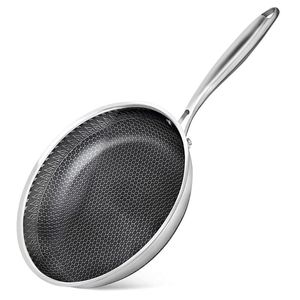 Pans Nonstick Frying Pan, Stainless Steel 11Inch Pan With Lid, 316 Honeycomb Coating