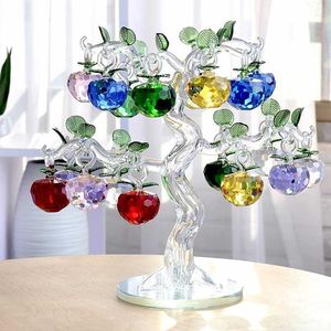 Kristall äpplen träd prydnad fengshui glas hantverk heminredning figurer julår gåvor souvenirer ornament 210804