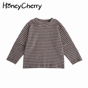 Tjejs bottenskjorta Striped Children's Baby T-shirt Långärmad Top Barnkläder 210515