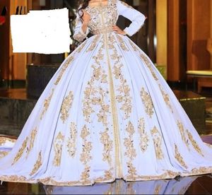 Moroccan Caftan Evening Dresses 2022 Plus Size Long Sleeves Applique Beading Prom Gowns For African Women Robe De Soiree