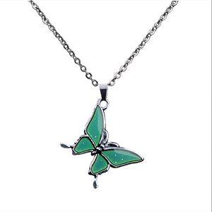 Fashionable new female stainless steel mood necklace feeling change color butterfly necklaces