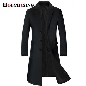 HOLYRISING Cappotto lungo da uomo in lana Addensare Trench da uomo Cappotto in cashmere da uomo Cappotto di lana di alta qualità Lungo Parka 19036-5 211011