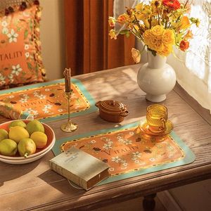 Mats Pads 2pcs/lot Light Luxury Pastoral Style PU Leather Food Mat Oil Resistant Water Table