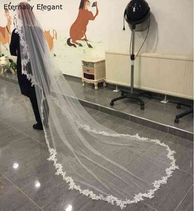 Branco / marfim véu de casamento 3m longo pente laço lace mantilla catedral véu de casamento acessórios de casamento veje de noiva fotos reais MD30 x0726