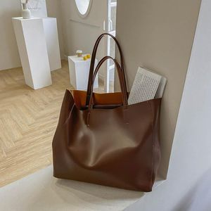 Bolsas de couro de couro de alta qualidade para mulheres minimalistas singl ombro grande capacitação compradores saco de cor sólida bolsa de cor corpo cruzado