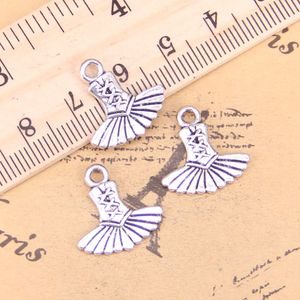 96pcs Charms ballet dress tutu ballerina 17x17mm Antique Plated Pendants Making DIY Handmade Tibetan Silver Jewelry