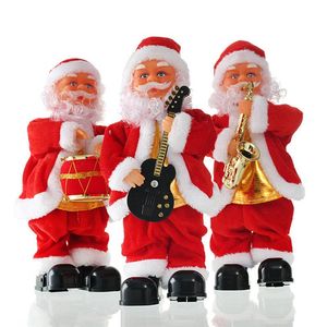 Dekoracje świąteczne Kreatywny Elektryczny Santa Claus Singing Dancing Instrument Muzyczny Rok prezent dla dzieci Zabawki Navidad Xmas Decor U3