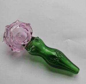 Cam Gül Şekli Duman Borusu 4.9 Inç Tütün Kuru Herb El Smokes Dab Rig Sigara Borular