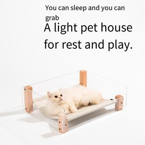 Łóżka dla kotów Meble Wyczyść akrylowe łóżko Hamak wysokiej jakości buk ramki gniazdo dostarcza małe akcesoria dla psów