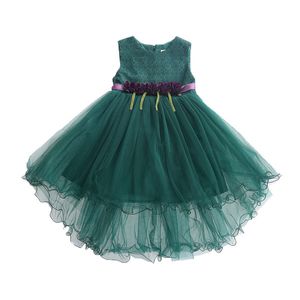 Dziewczyny Chrzest Sukienka Bez Rękawów Mermaid Kid Sukienki Dziewczyny Ubrania Party Princess Birthday Dress Z Kwiaty Sashes 4-9t Q0716