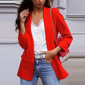 Women's Jackets Women Turn-Down Collar Button Jacket Autumn Fashion Casual Long Sleeve Office Lady Coat Plus Size Elegant