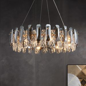 Moderne Wohnzimmer Gold Runde Metall Led Anhänger Lichter Luxus K9 Kristall Luminarias Beleuchtung Hängen Lampe Leuchten Lampen