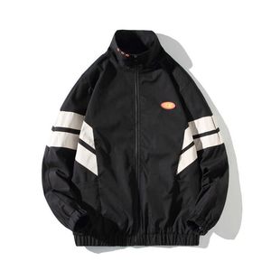 Autumn Winter Men's Jackets Coat Raglan Sleeve Windproof Collar Patchwork Stripe Streetwear Windbreaker Man Clothes 210909