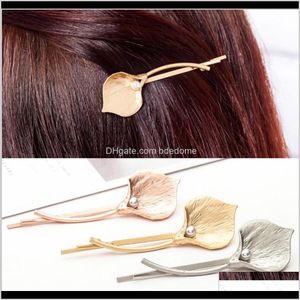 Clips & Barrettes Jewelry Drop Delivery 2021 Fashion Europe Simple 1 Flower Petal Hairpin Gold Or Sier Plated For Women Hair Clip Gift Scw1I