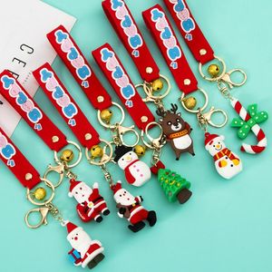 Cute Christmas Series Soft Silicone Keychain Cartoon Santa Claus Snowman Elk Three-dimensional Key Pendant Bag Gift