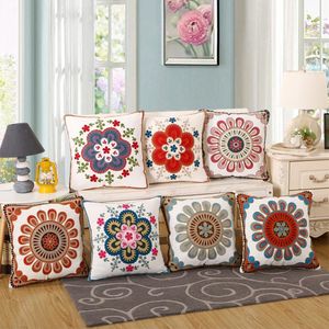 Hot sales Luxury Cushion Cover Pillow Case Home Textiles supplies Lumbar Pillow Folk-custom embroidery pillows chair seat