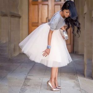 Party Train Puffy 5Layer 60cm Mode Kvinnor Tulle Kjol Tutu Bröllop Bridesmaid Overkirt Petticoat Ita Saia 210721