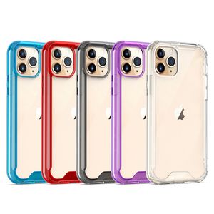 TPU pc Clear Acrylic Shockproof Phone Cases voor iPhone Mini PRO MAX XR XS Plus Samsung Note20 S20 S21 Ultra A12 A22 A32 A52 A72 S21FE