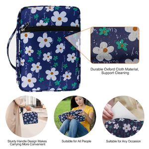 Storage Bags Canvas Bible Cover Floral Pattern Case Bag For With Handle And Zippered Pocket Covers