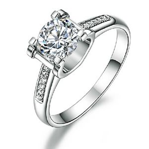 クラスターリングヨーロッパのファインジュエリーテストはダイヤモンド1CTリングプロングモイサン人婚約女性18Kホワイトゴールド750
