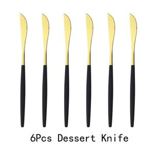 6 stücke Schwarz Gold Dessert Messer Set Obst Messer Geschirr Besteck Spiegel Edelstahl Küche Besteck Geschirr Besteck 210928