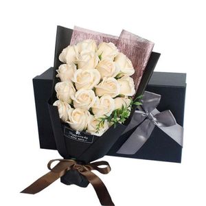 Artificial Soap Rose Flower 18st Rose Bouquet med presentförpackning Blommor till födelsedagmödrar Alla hjärtans dag gåvor