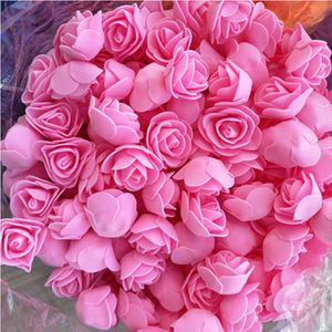 500pcs 3cm Mini Artificial Pe Foam Rose Flower Heads for Wedding Home Decoration Handgjorda Fake Flowers Ball Craft Party Supplies 210624