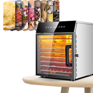 8 Trays Stainless Steel Food Dehydrator Snacks Dehydration Dryer Fruit Vegetable Herb Meat Drying Machine 220V