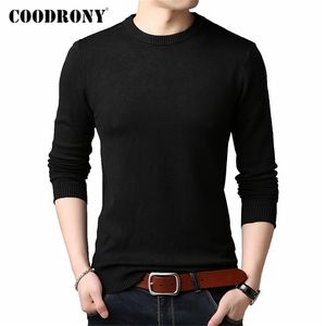 Coodrony Brand Sweater Män Klassisk Casual O-Neck Pull Homme Vinter Tjock Varm Knitwear Pullover Pure Color Jersey Male C1004 210918