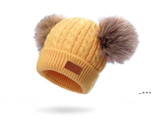 10 Styles New Winter Hats Boys Girls Knitted Beanies Thick Baby Cute Hair Ball Cap Infant Toddler Warm Caps Boy Girl Pom Poms Hat RRE10841