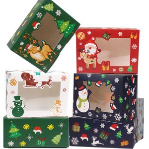 Kartong Portable Julklapp Box Party Favor Hållare Candy Cookie Boxes med Snowman Santa Claus Presenter