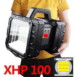 Фонарики факелы XHP100 Супер яркие светодиодные водонепроницаемые перезаряжаемая двойная головка портативная работа рука