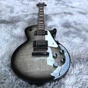 Guitares Chinoises Noires achat en gros de Rare menthe Joe Perry Signature Blackburst Guitare Flame Maple Top Trans Black Grey Couleur chinoise