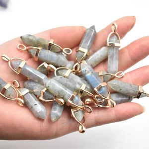 Charms in pietra naturale Opal Shimmerstone Hexagonal Healing Reiki Pendants Pendenti per il processo di gioielli