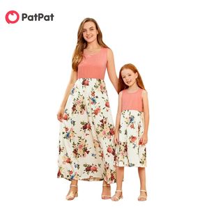 Summer Printed Vest Matching Dresses Outfits Mommy and Me 210528