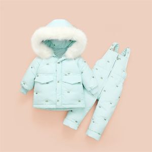 Children Down Coat Jacket + jumpsuit Kids Toddler Girl Boy Clothes 2pcs Winter Outfit Suit Warm Baby Overalls Clothing Sets 211027
